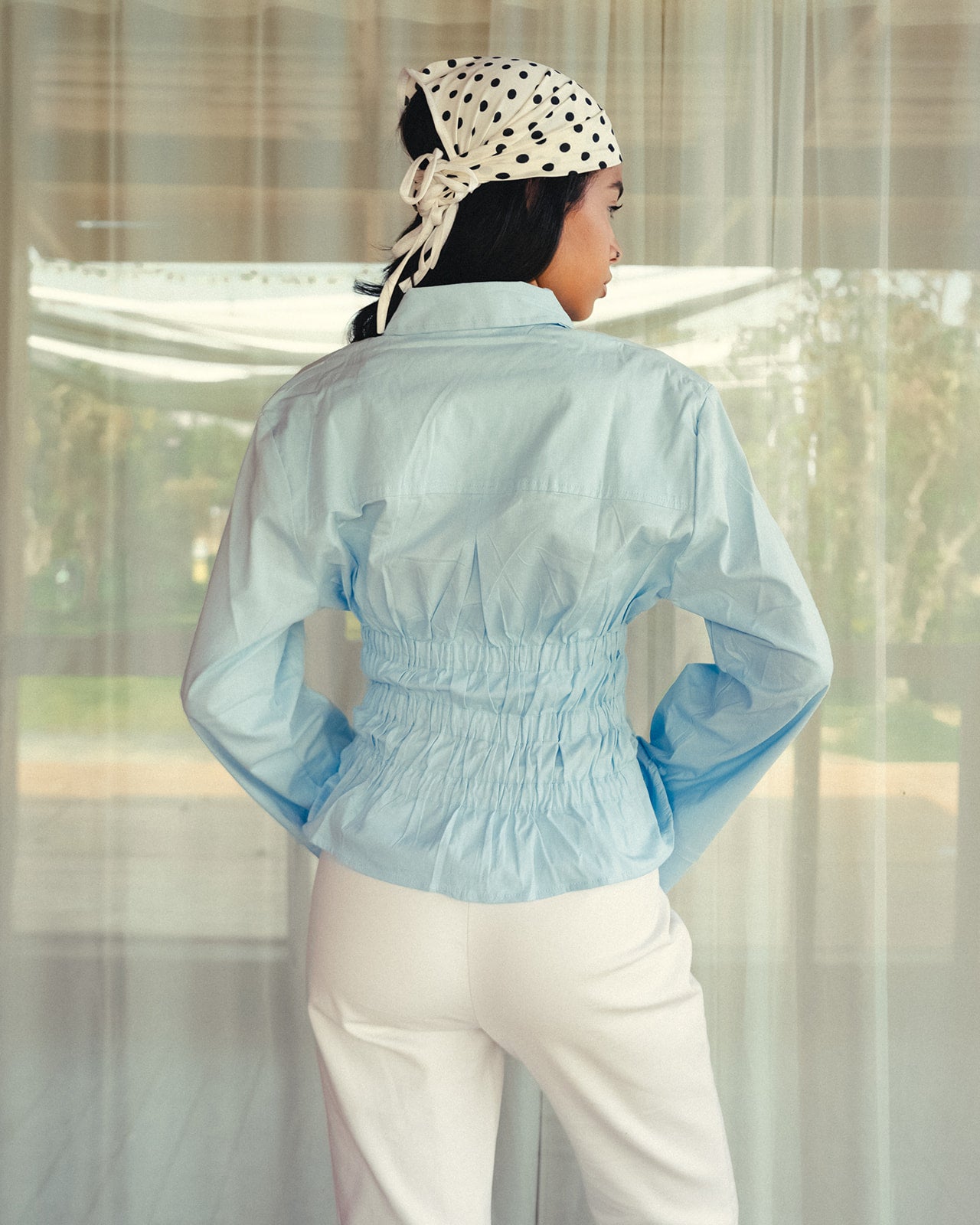 CINCHED CHEMISE IN BABY BLUE