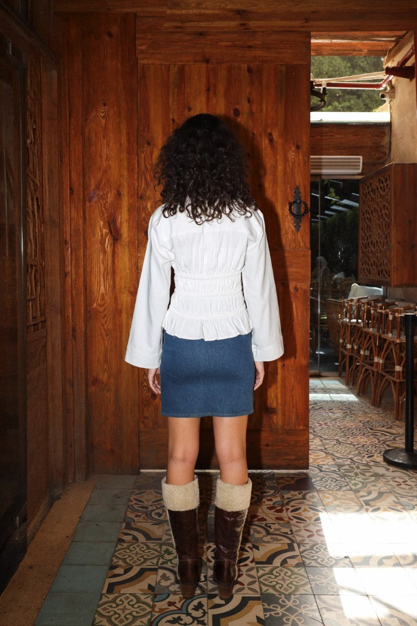 Long Sleeve Poplin Shirt in White