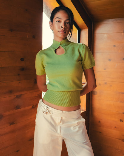 MONACO MANDARIN TOP IN
 LIME