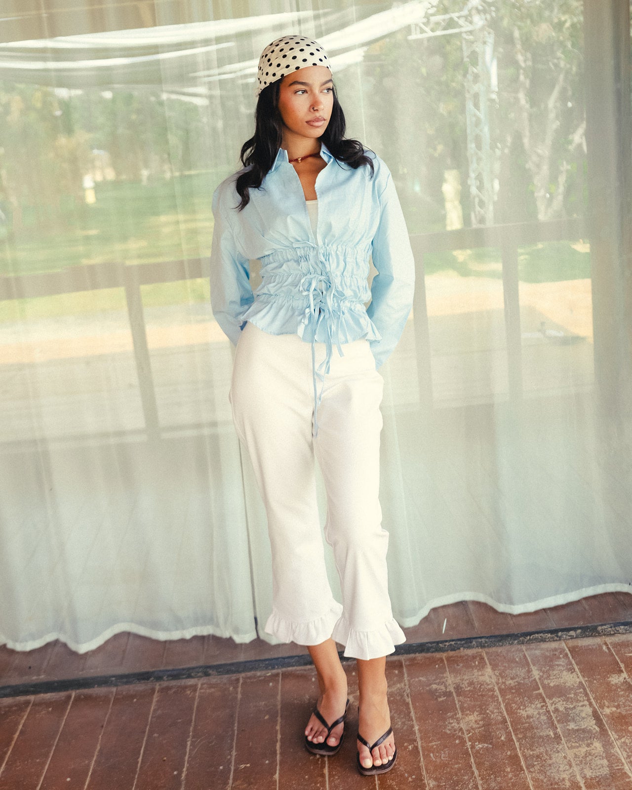 CINCHED CHEMISE IN BABY BLUE