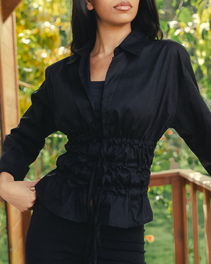 CINCHED CHEMISE IN BLACK