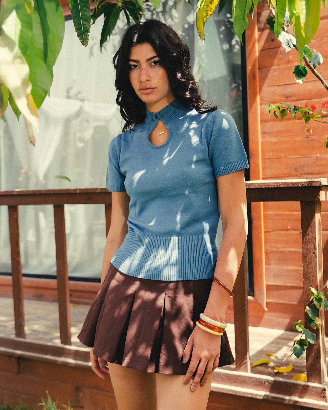 MONACO MANDARIN TOP IN BLUE