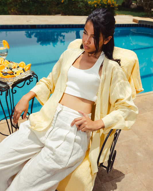 SUNSET KIMONO IN BUTTER YELLOW