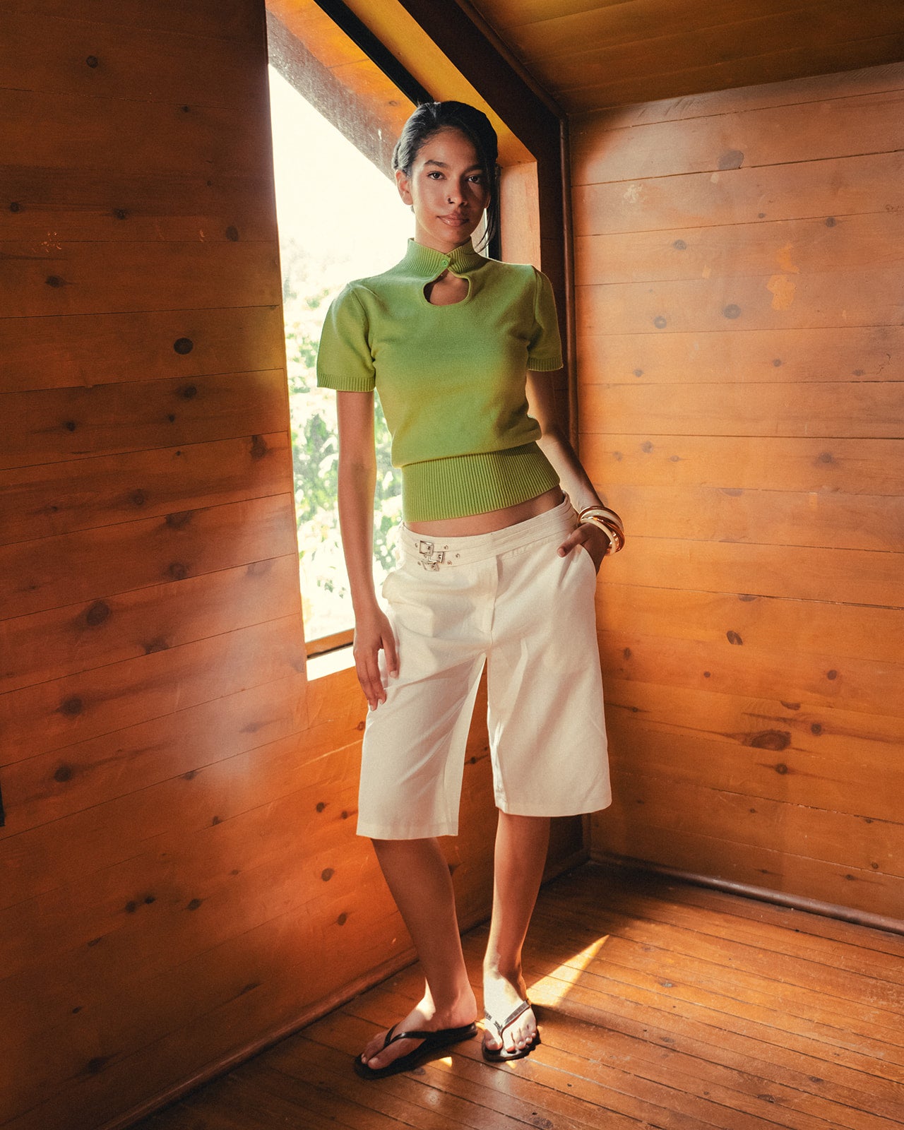 MONACO MANDARIN TOP IN
 LIME