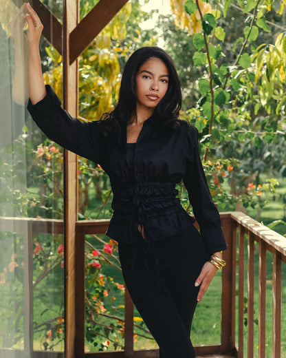 CINCHED CHEMISE IN BLACK