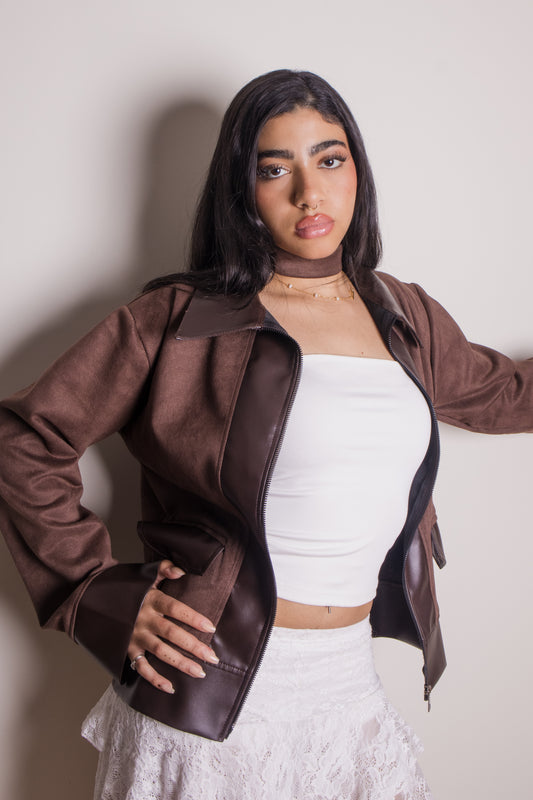 Suede/Leather Jacket in Hazelnut