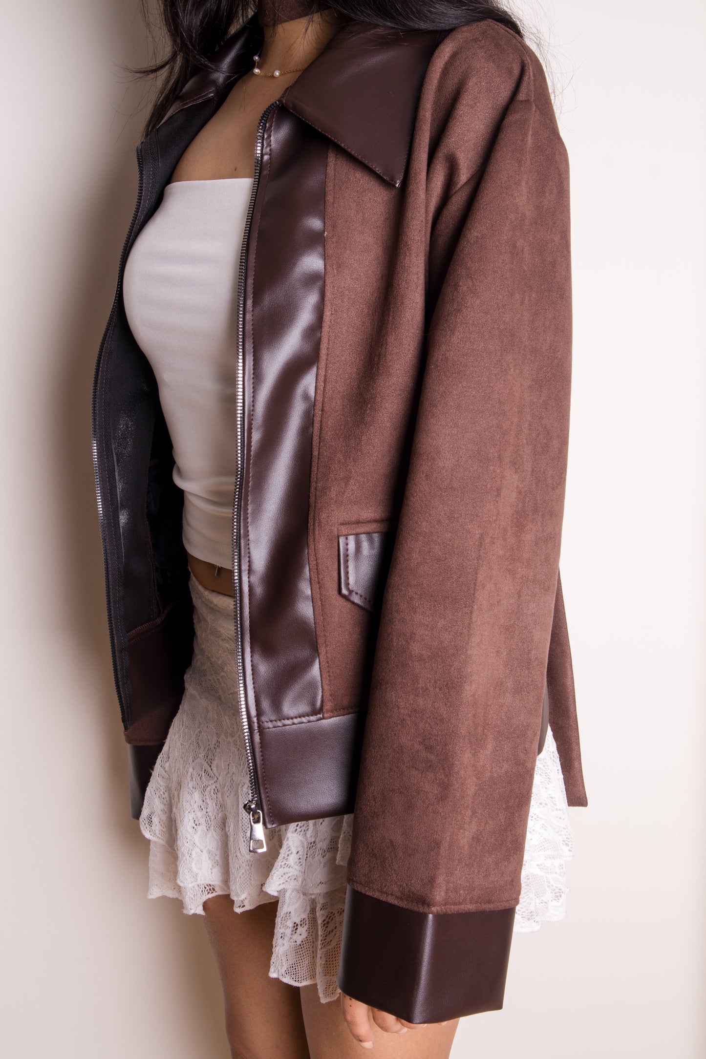 Suede/Leather Jacket in Hazelnut