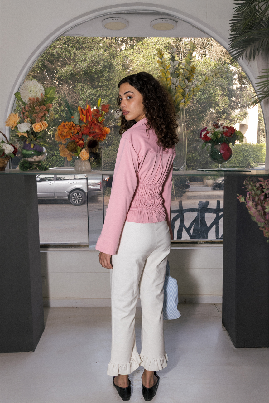 Long Sleeve Gabardine Shirt in Pink